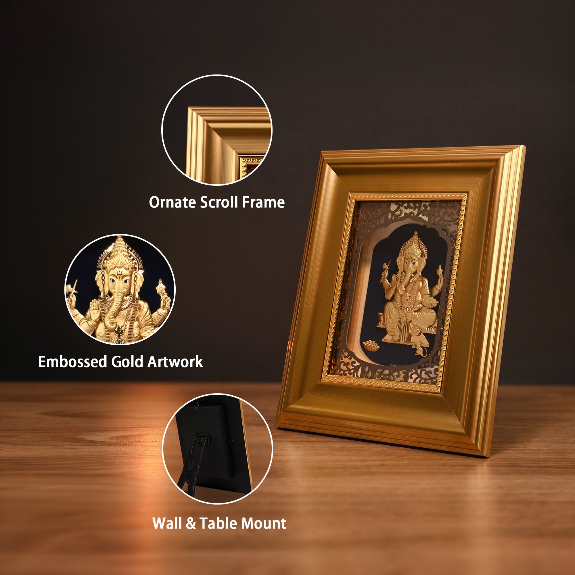 24K Gold Foil Lord Ganesha Frame