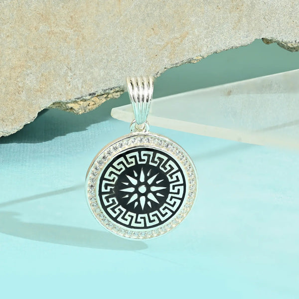 Spiked Circle Silver Locket