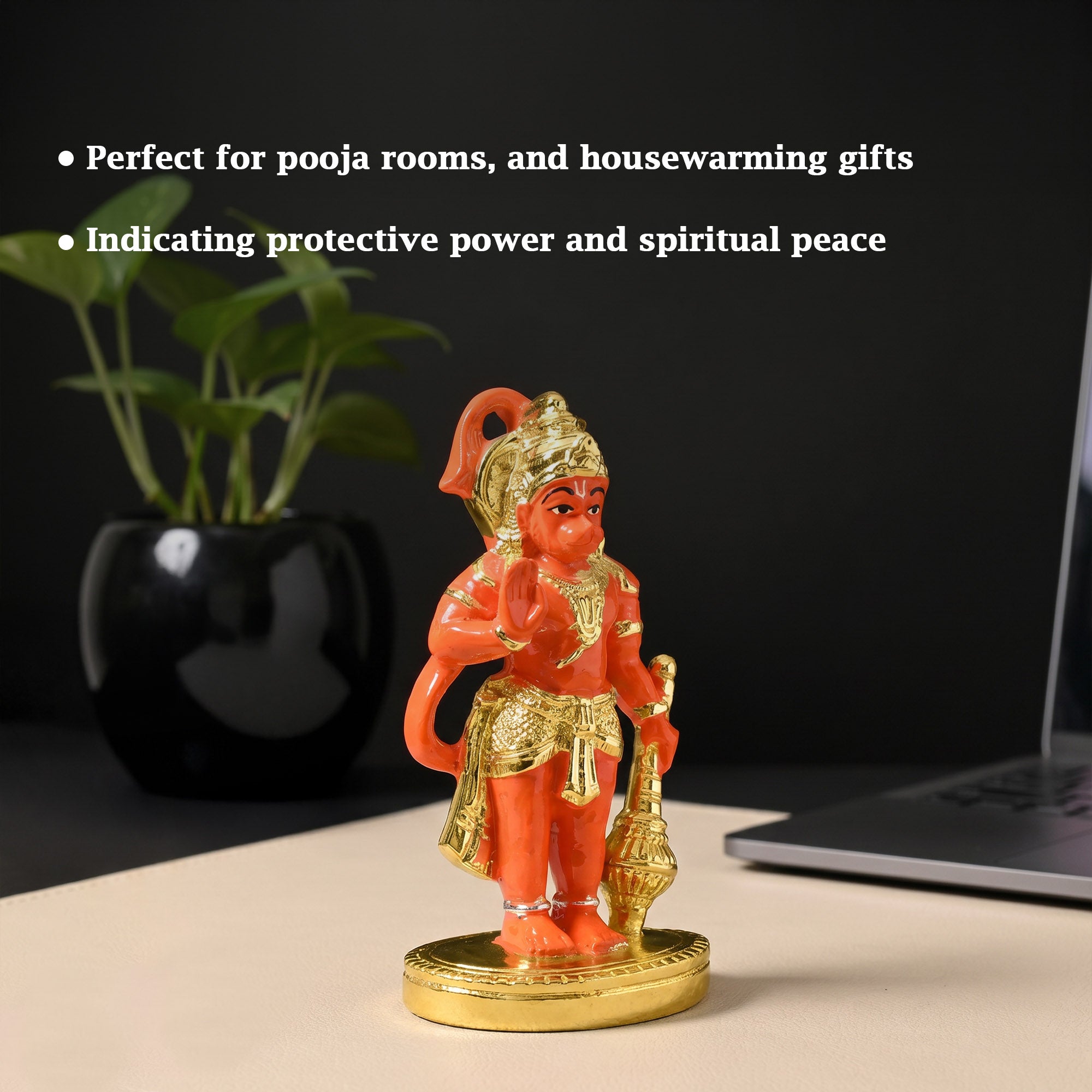999 Silver Gold-Finish Hanuman Idol