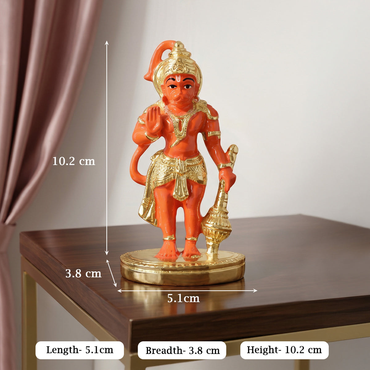 999 Silver Gold-Finish Hanuman Idol