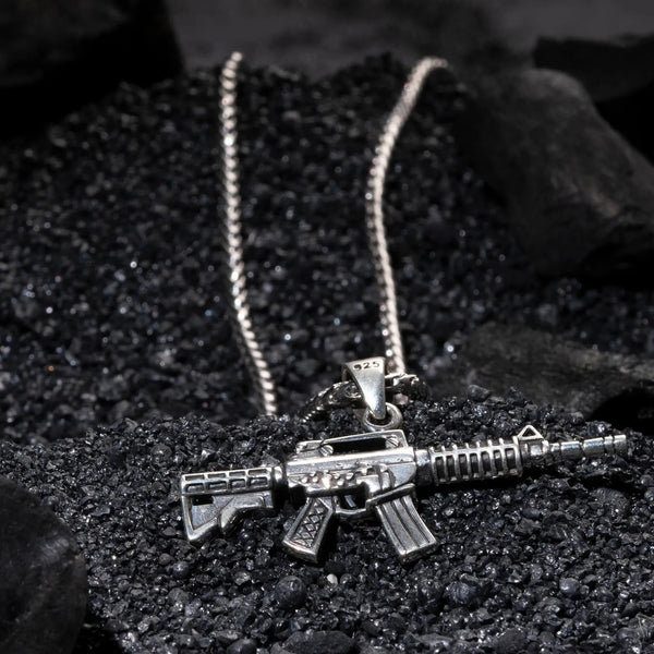 Silver M4 Gun Locket - Touch925