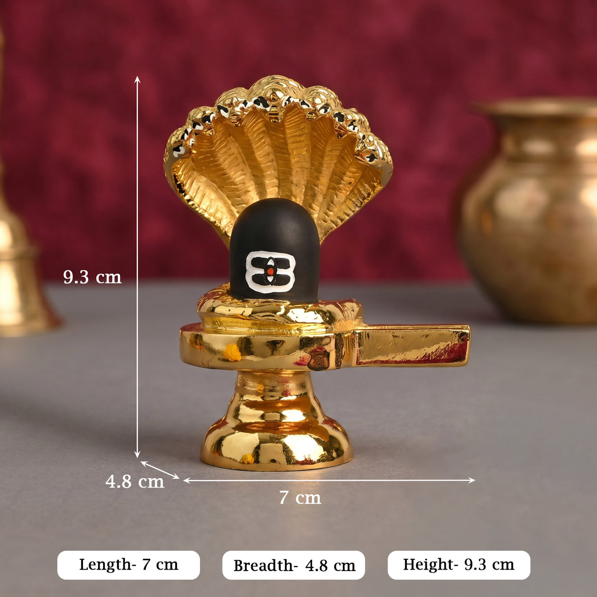999 Silver Gold-Finish Shivling Idol