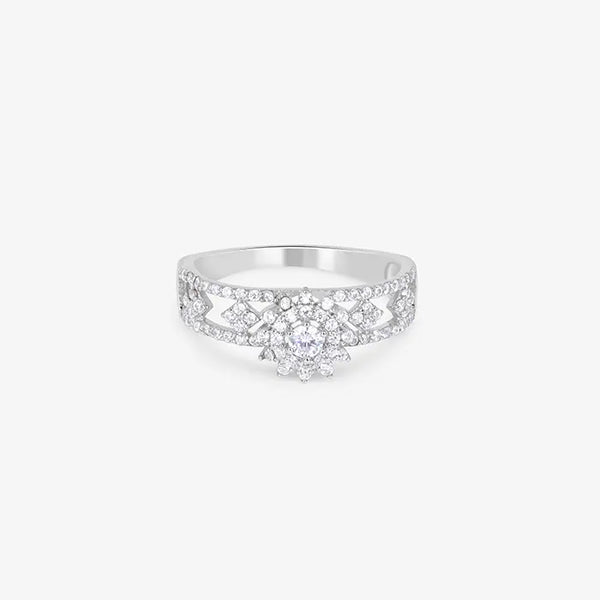 Radiant Centerpiece CZ Silver Ring