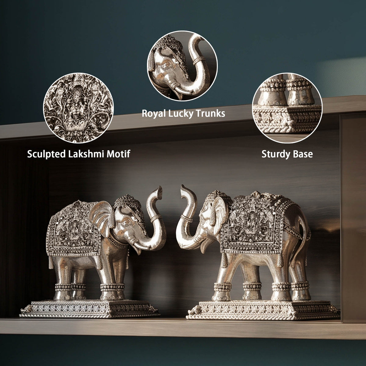 Silver Royal Elephant Pair