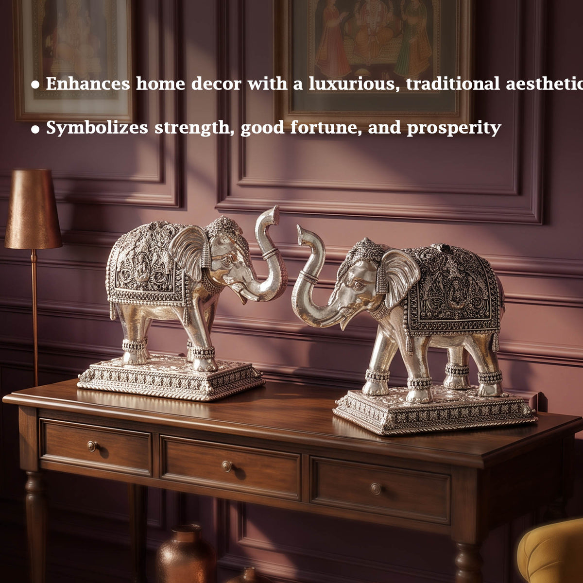 Silver Royal Elephant Pair