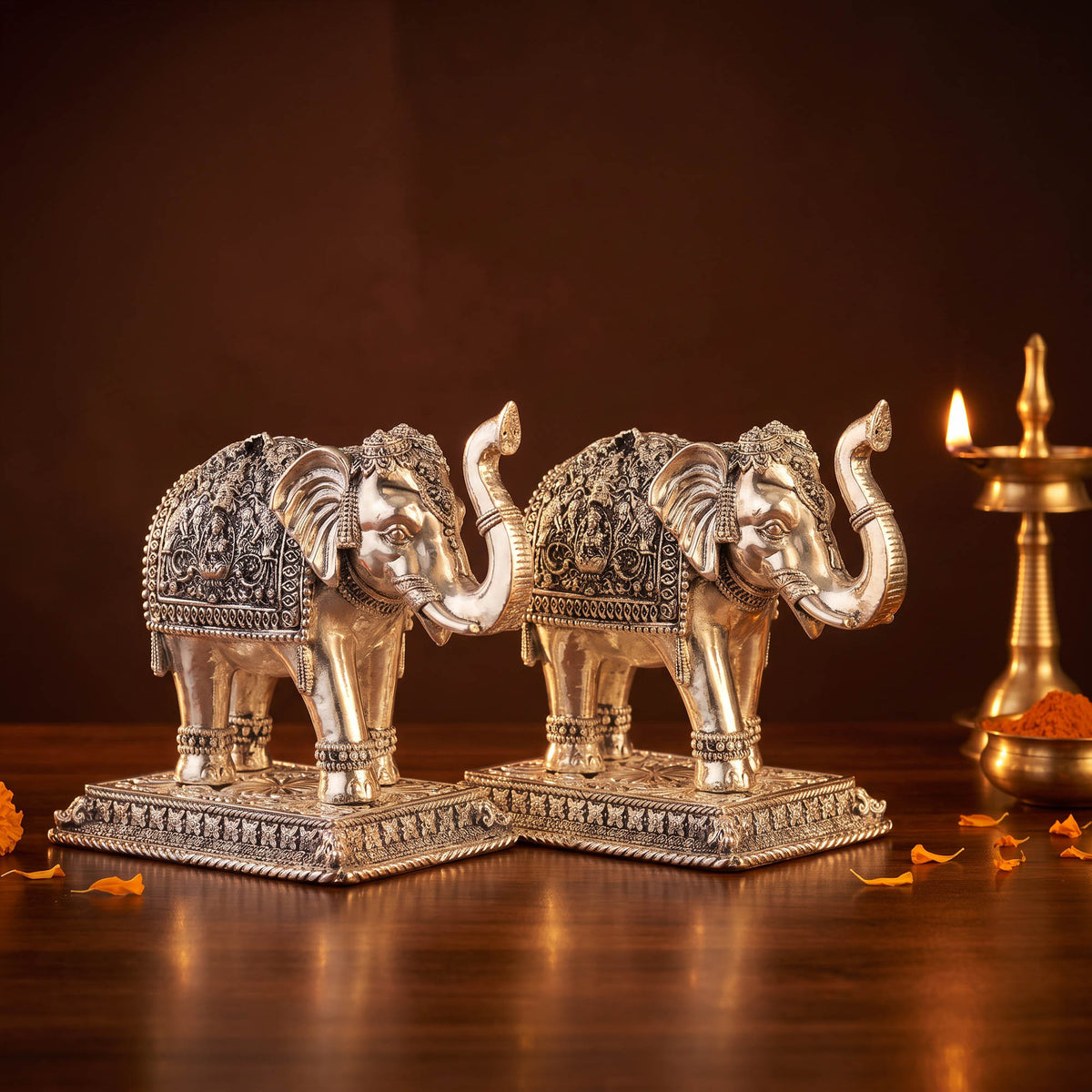 Silver Royal Elephant Pair