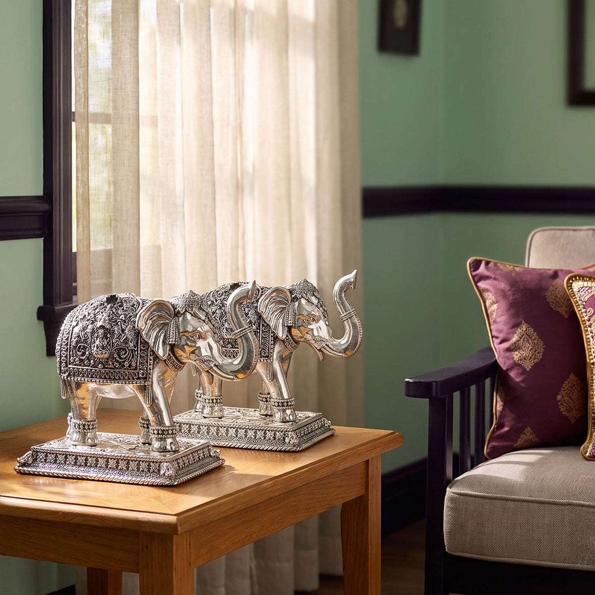 Silver Royal Elephant Pair