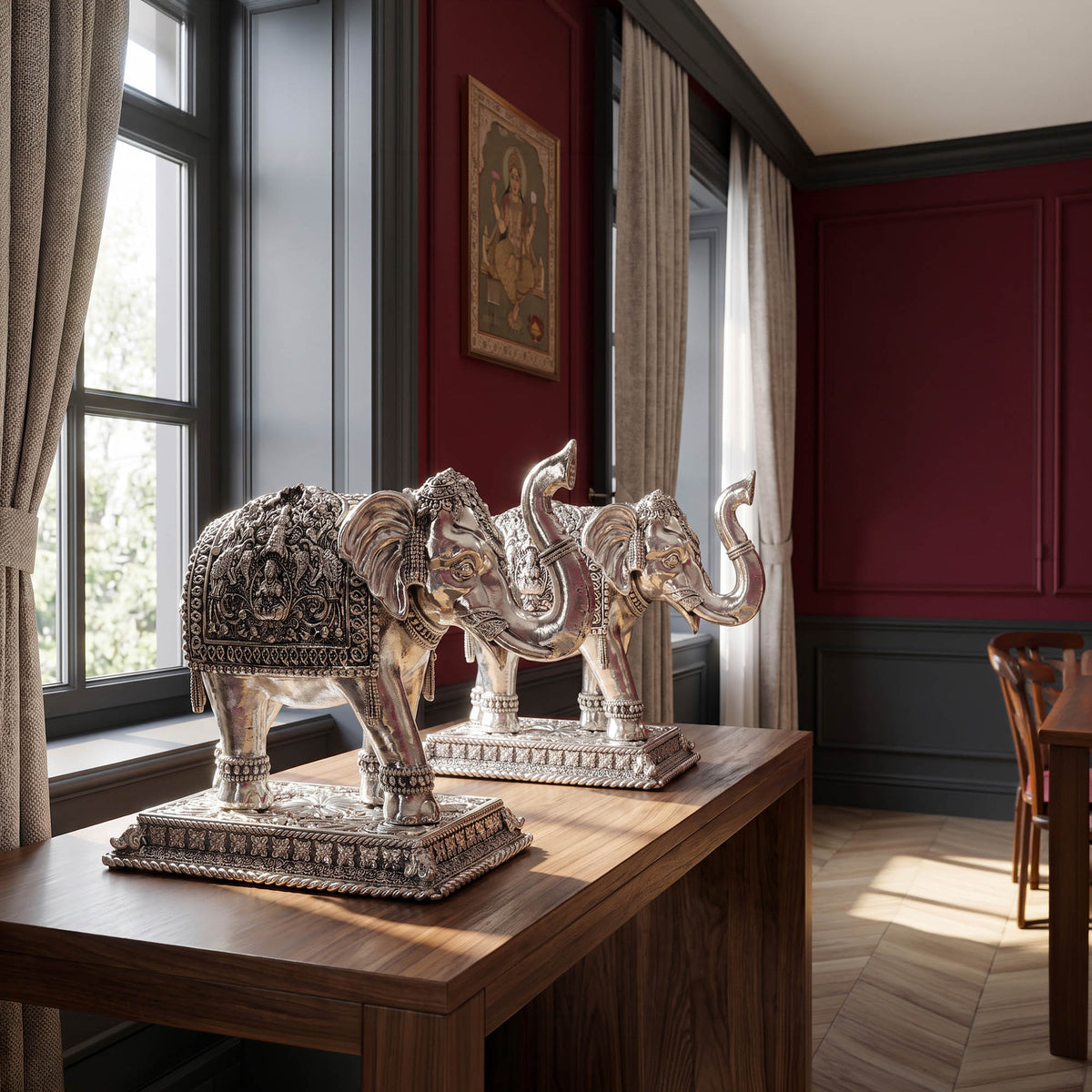 Silver Royal Elephant Pair