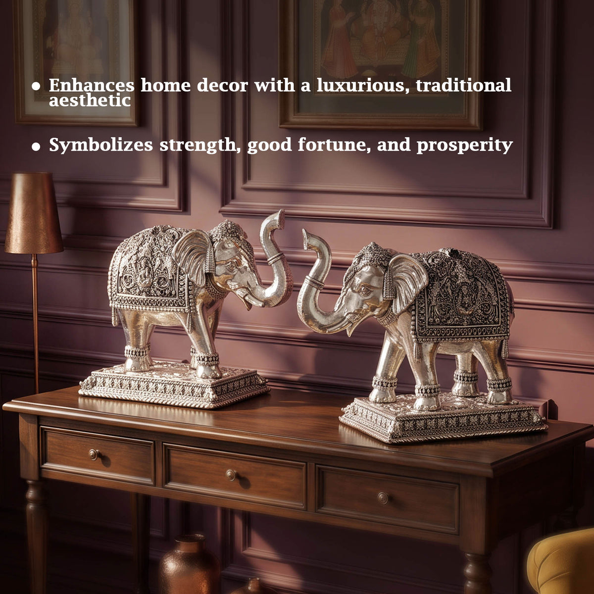 Silver Royal Elephant Pair