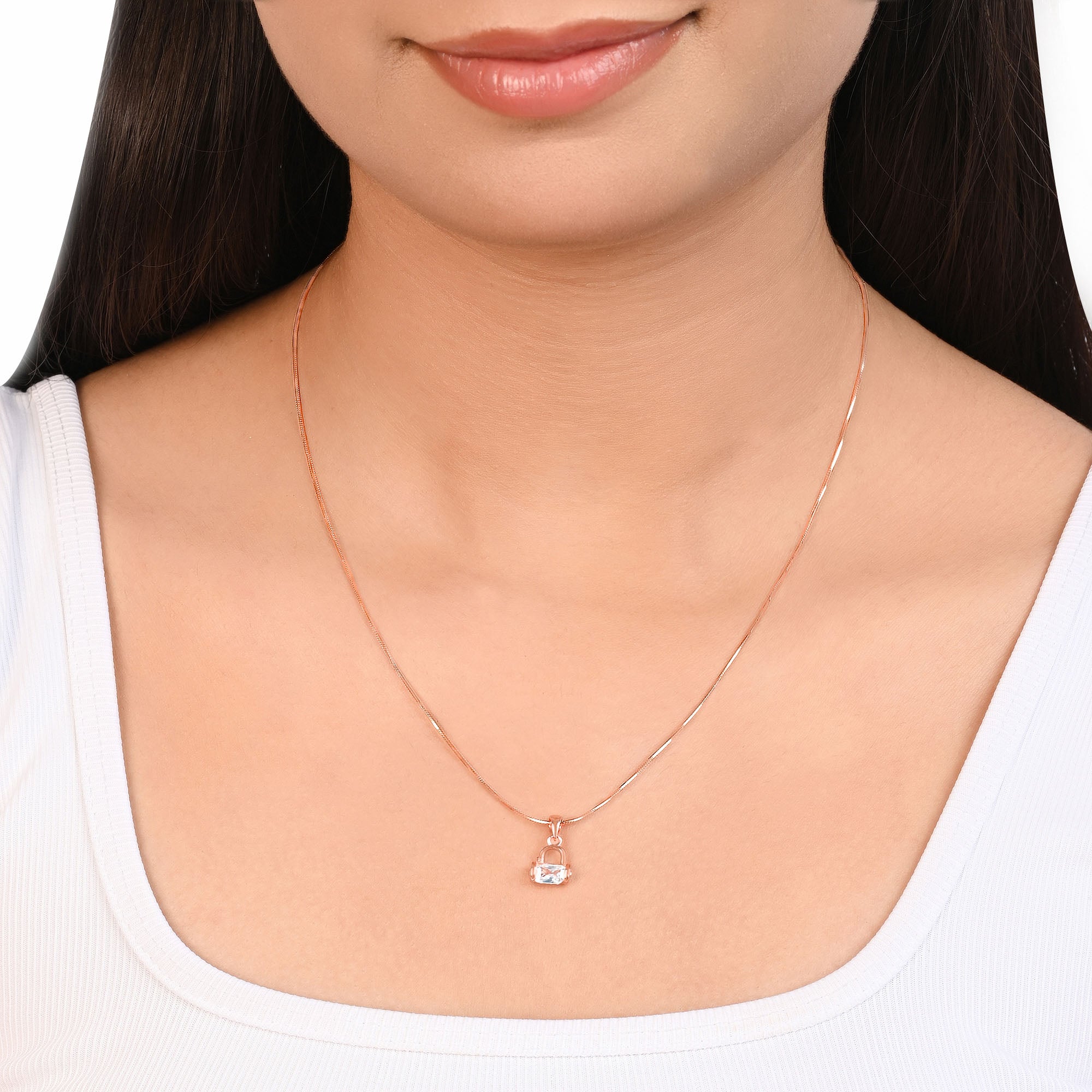 Crystal Lock Silver Pendant