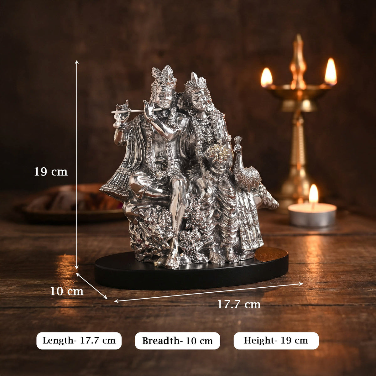 999 Silver Plated Radha Krishna Idol