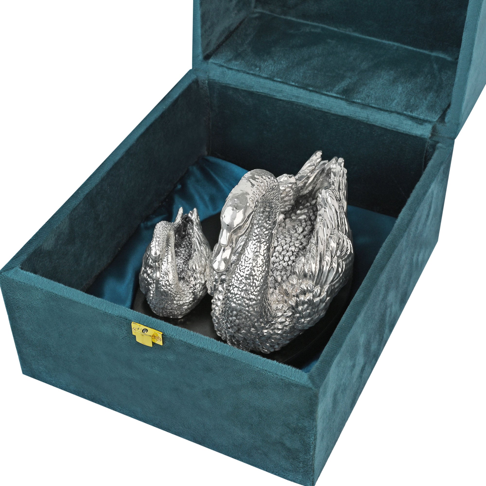 999 Silver Plated Twin Swan Figurine