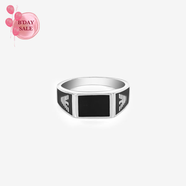 Black Enamel Silver Ring - Touch925