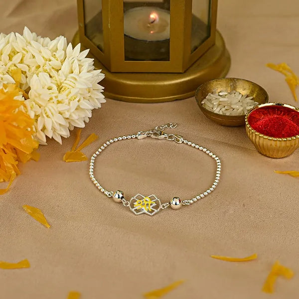 Silver Yellow Shree Rakhi - Touch925