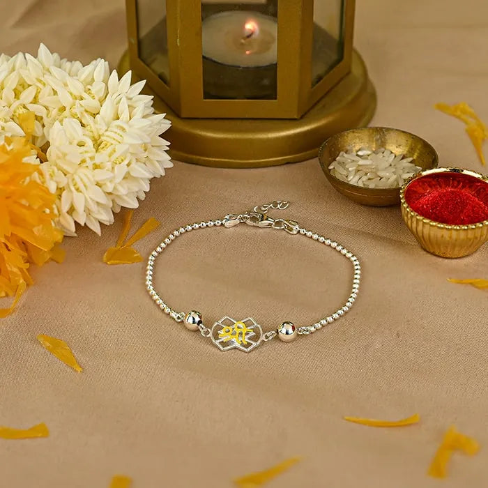 Silver Yellow Shree Rakhi - Touch925