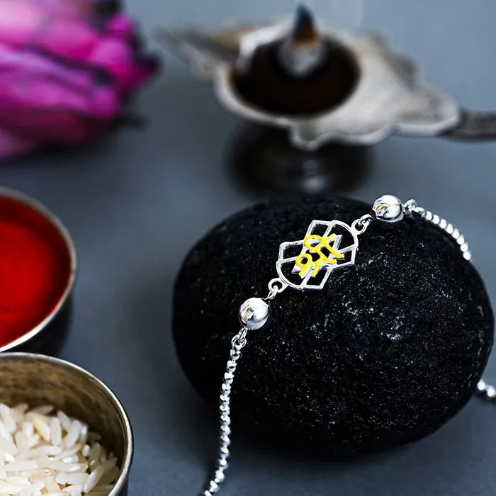 Silver Yellow Shree Rakhi - Touch925