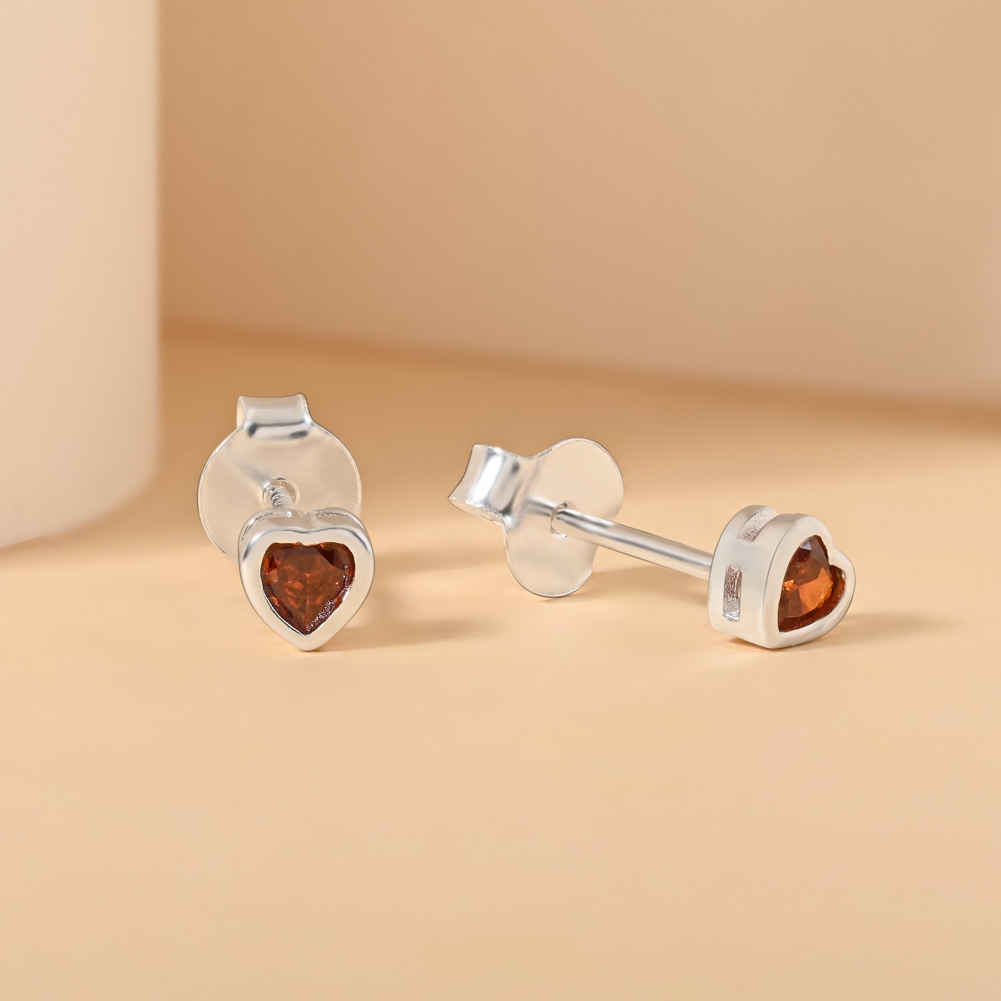 Pure Silver Heart Stud Earrings