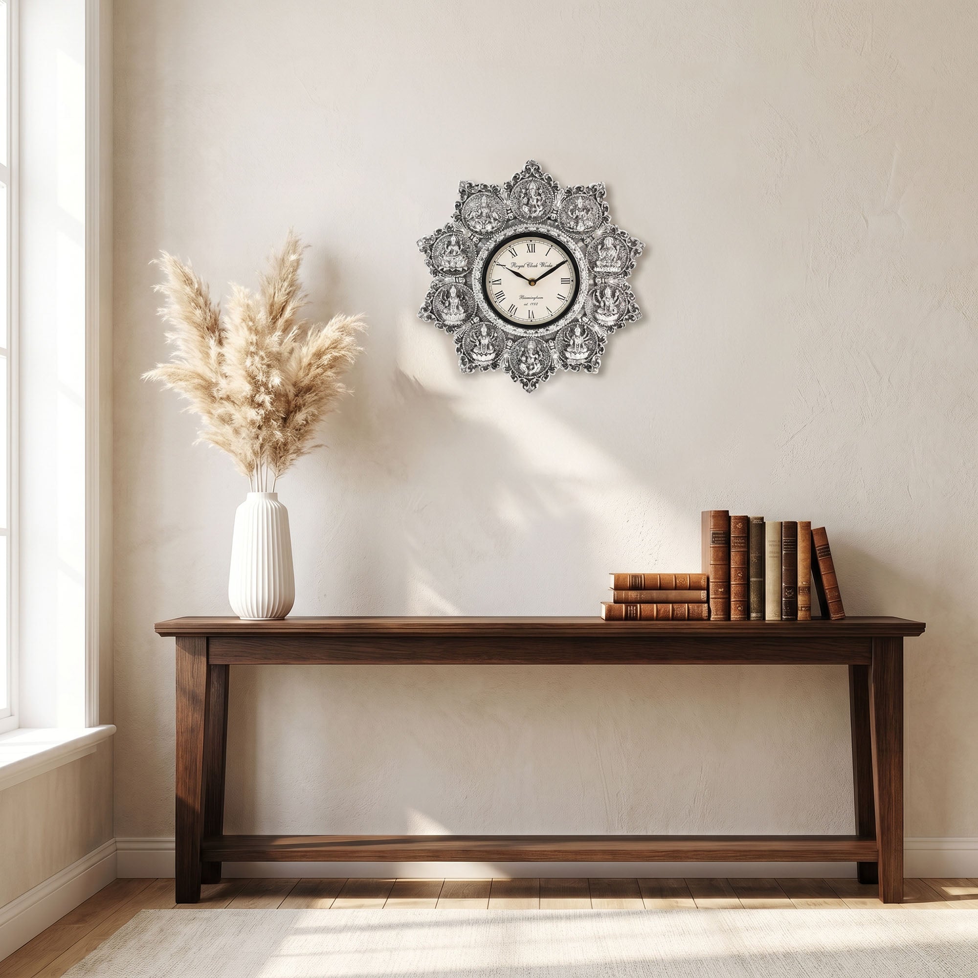 999 Silver Plated Ashtalakshmi Clock