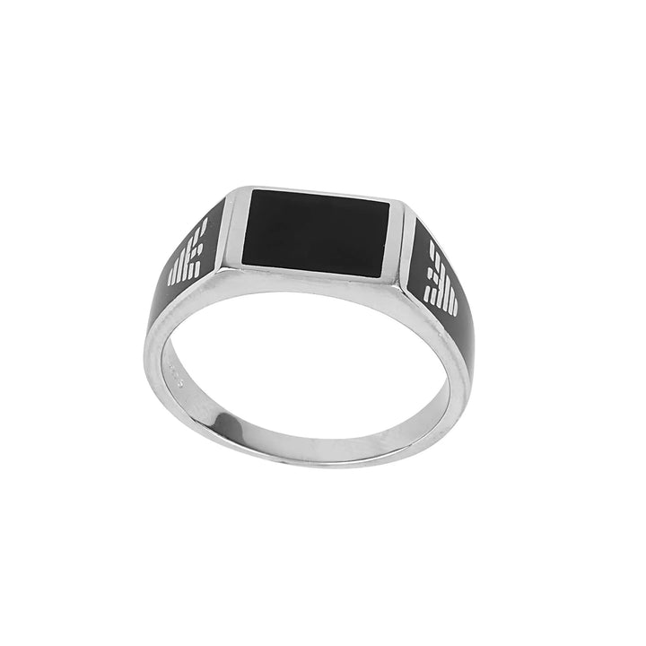 Black Enamel Silver Ring - Touch925