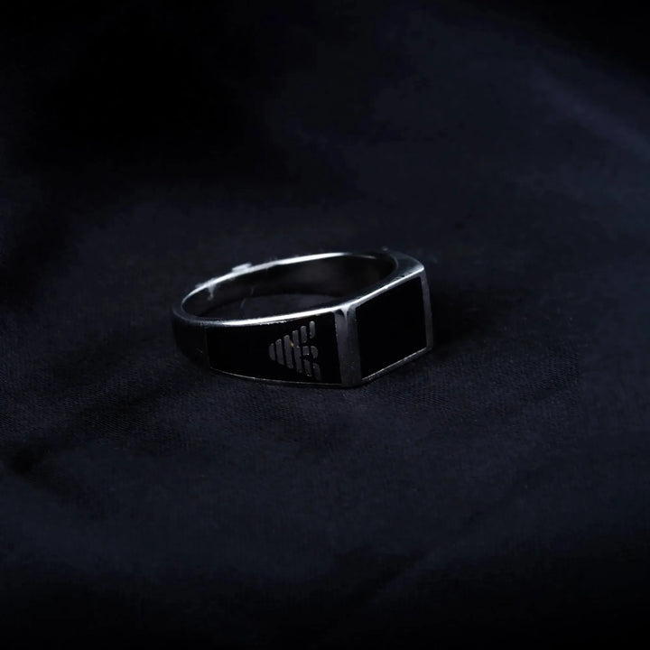 Black Enamel Silver Ring - Touch925