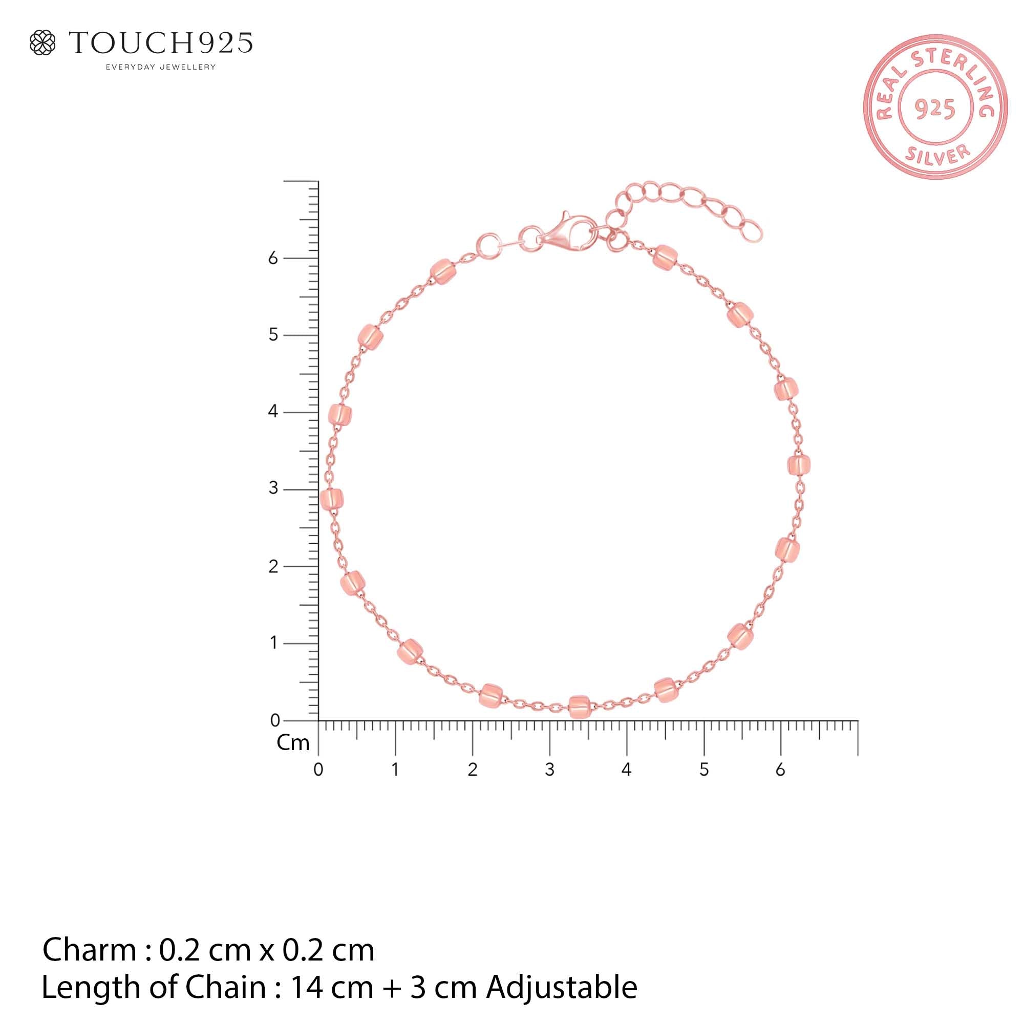 Rosy Bead Silver Bracelet