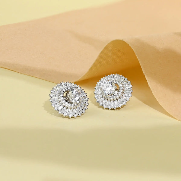 Radiant Halo Round Stud Earrings