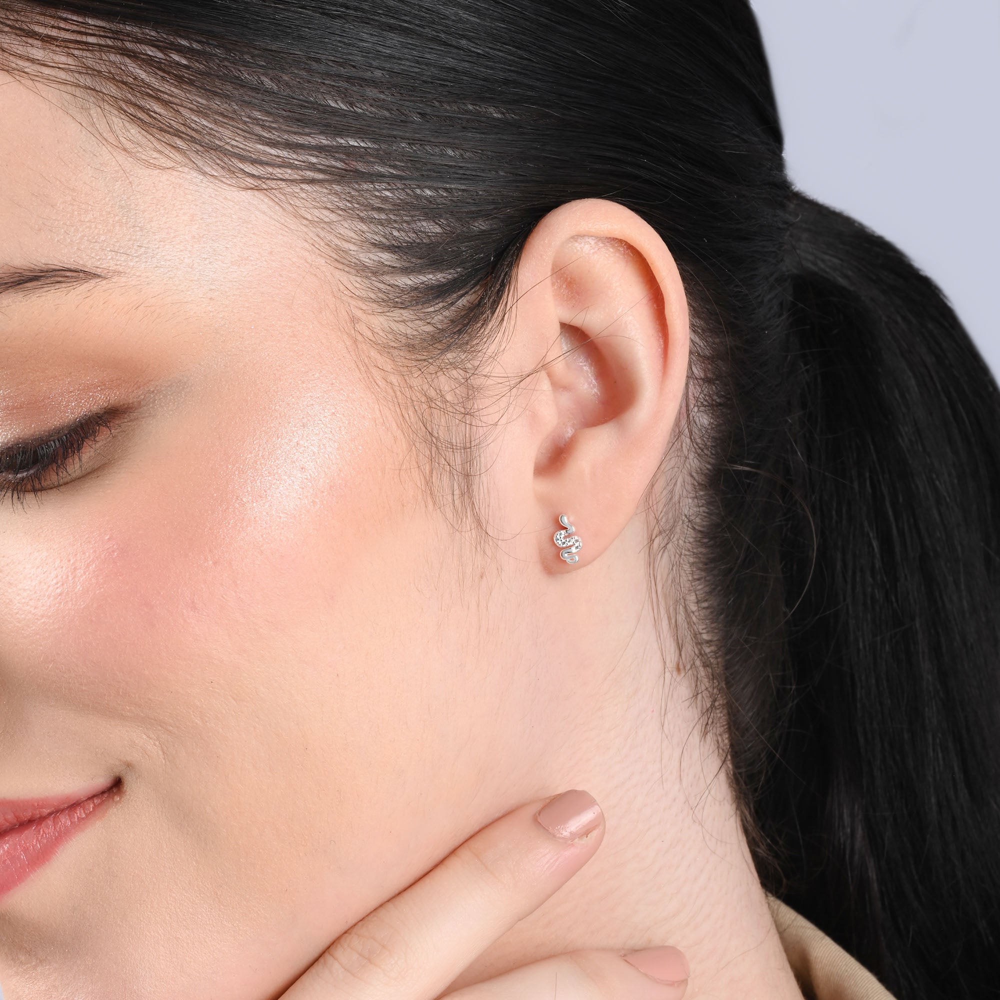 Silver Snake Earrings
