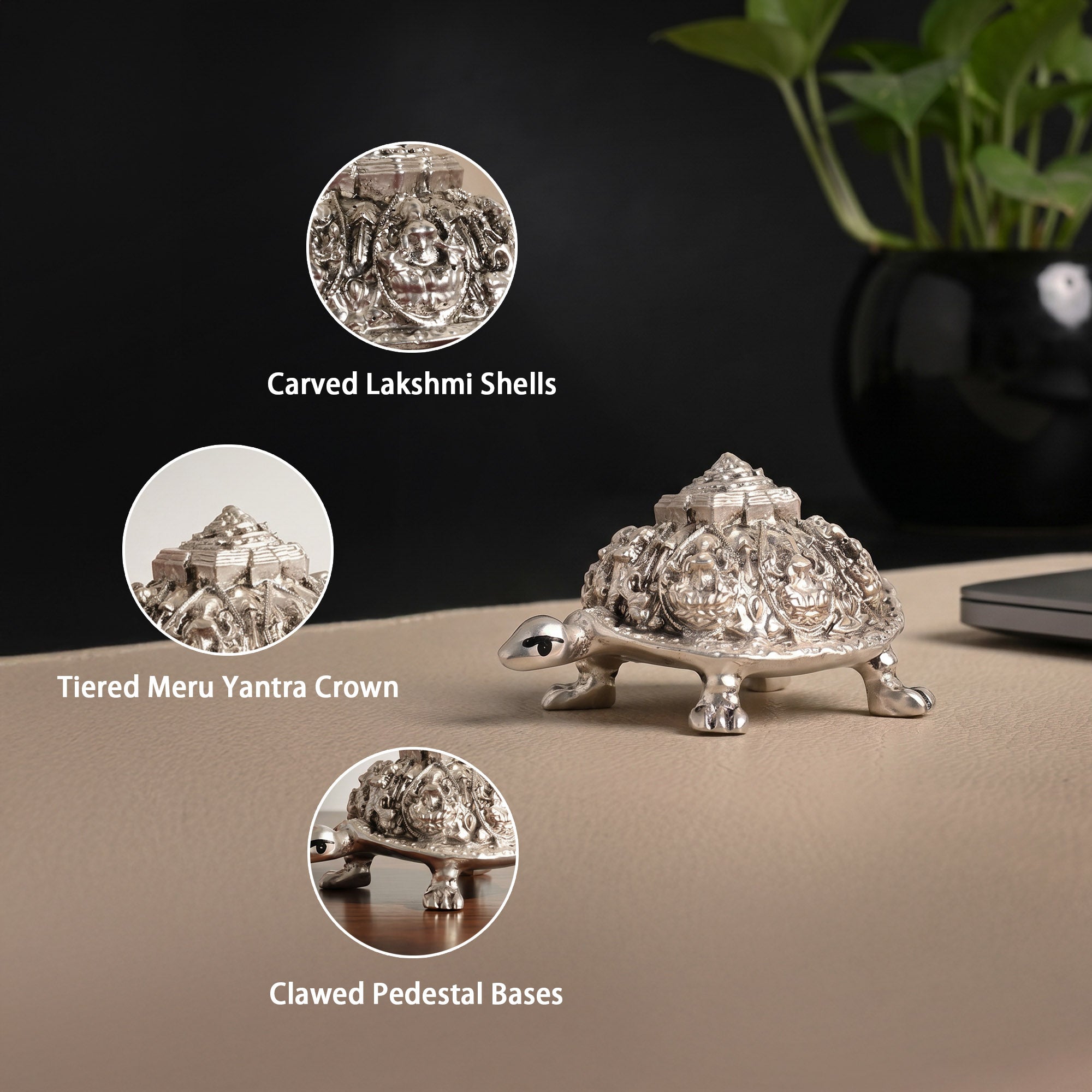 999 Silver Plated Lakshmi Tortoise Idol