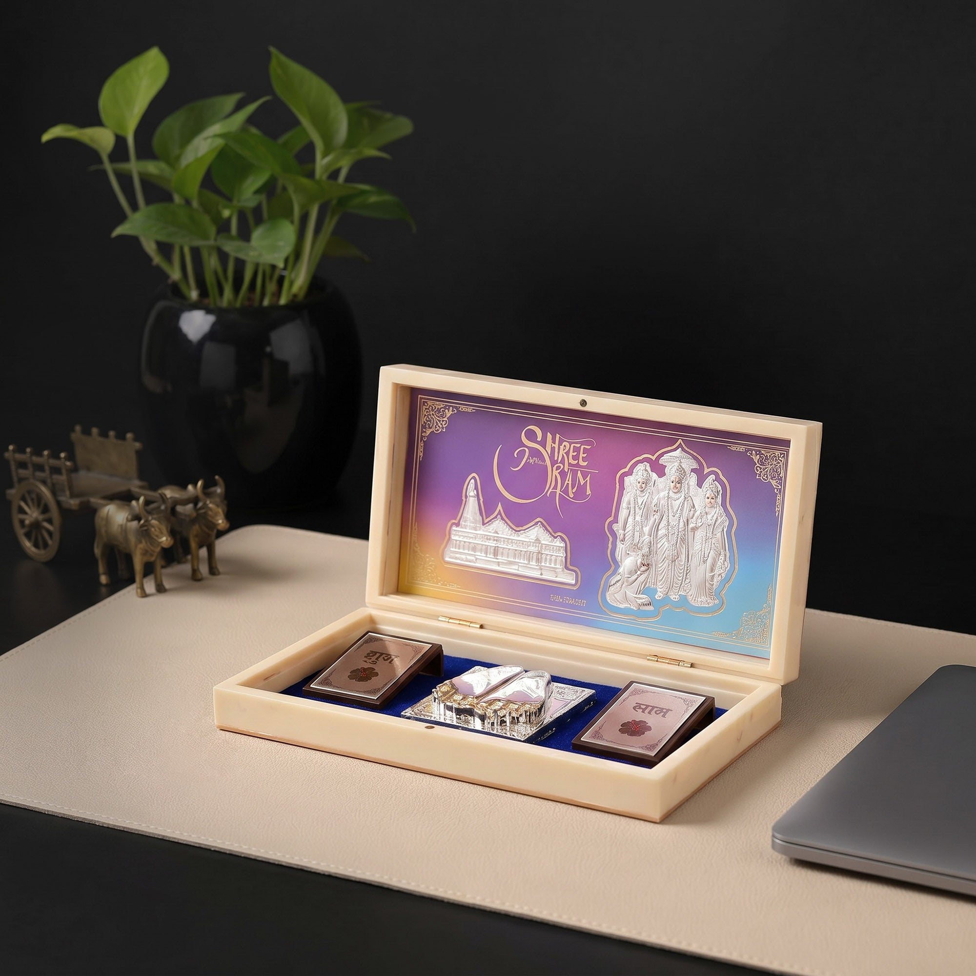 999 Silver Plated Ram Darbar Gift Box