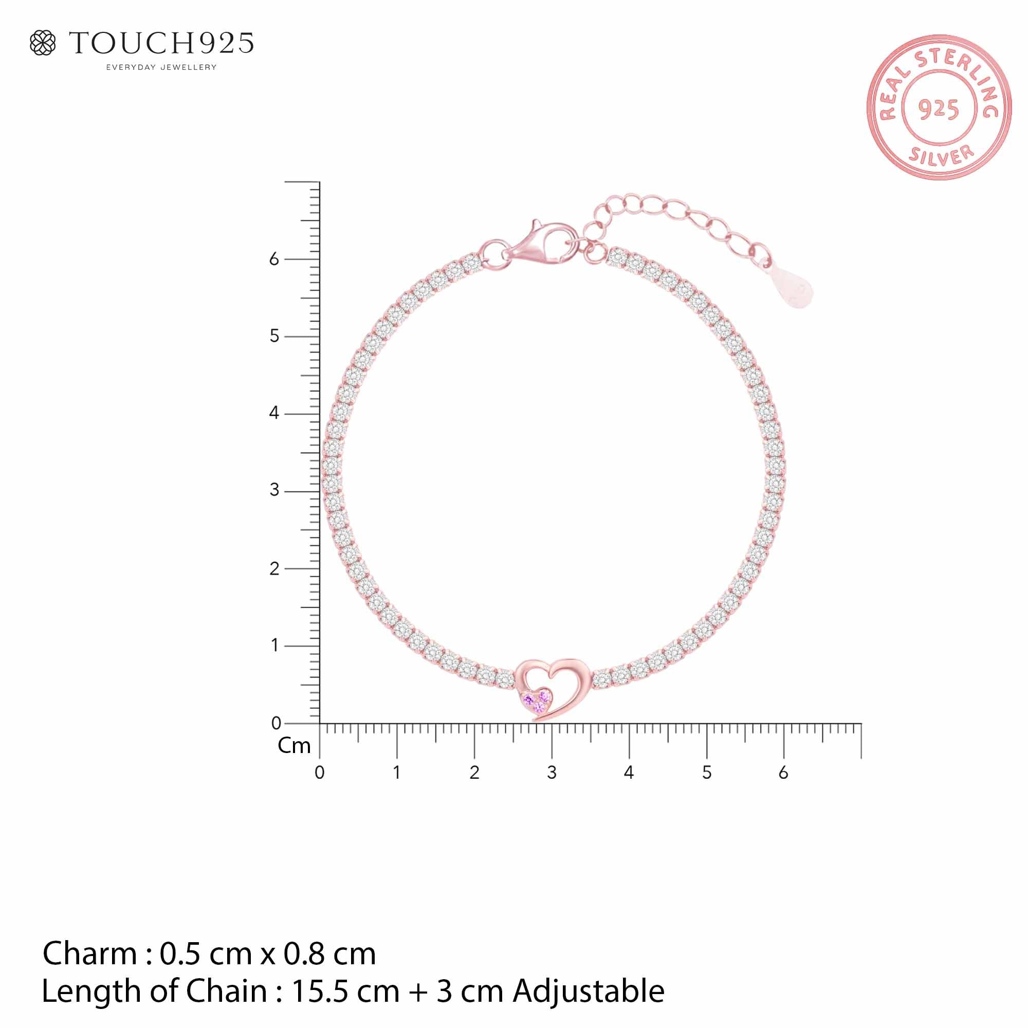 Twin Hearts Tennis Silver Bracelet