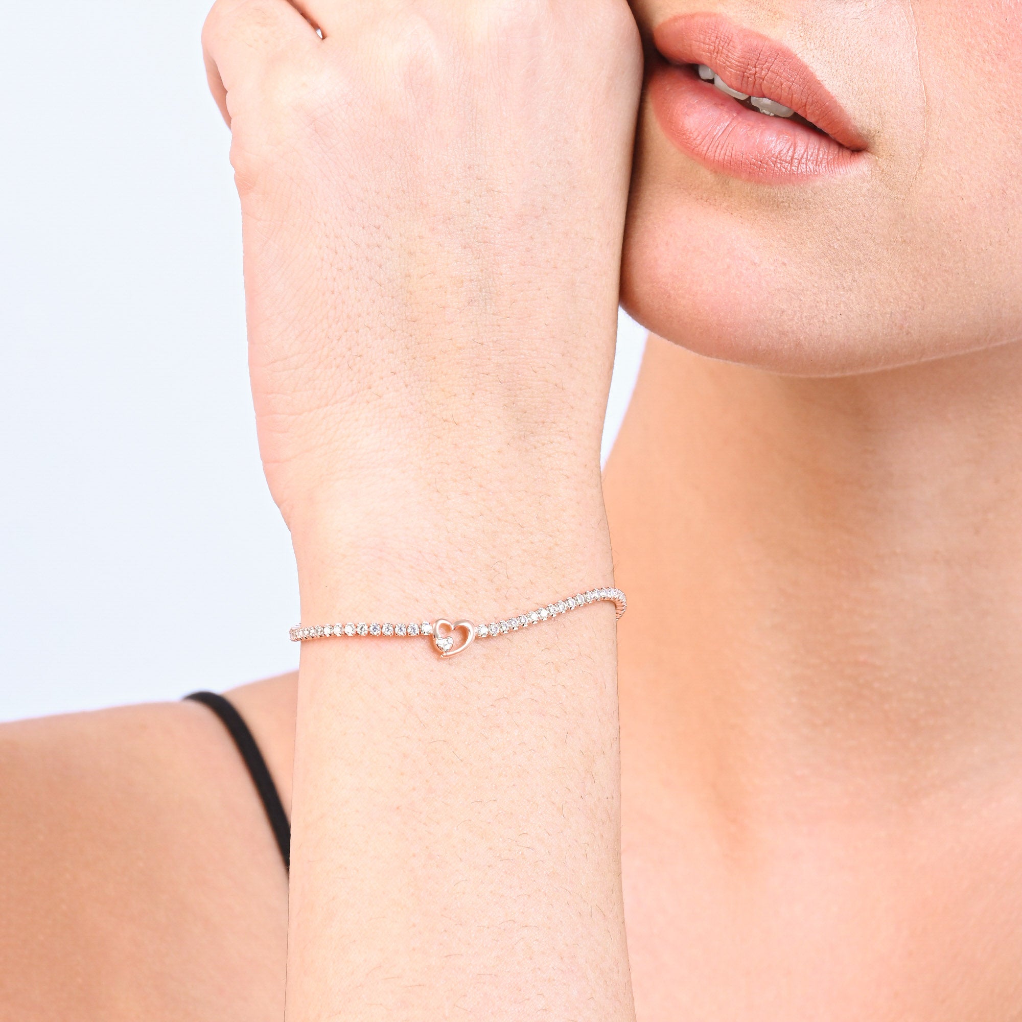 Twin Hearts Tennis Silver Bracelet