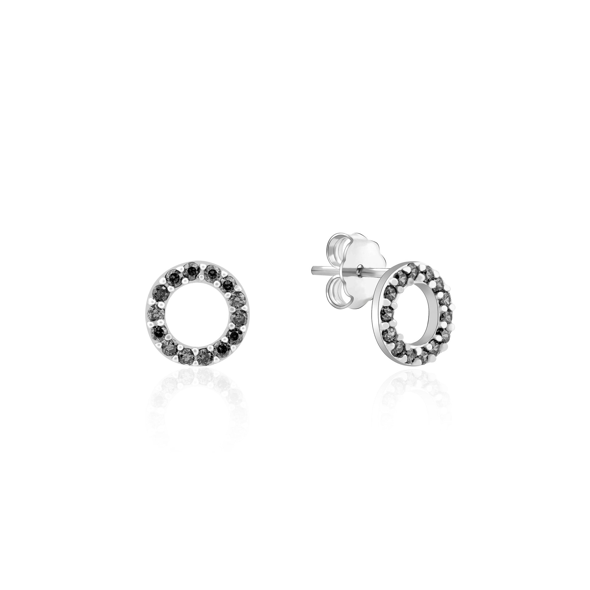 Circular Black Cz Earrings