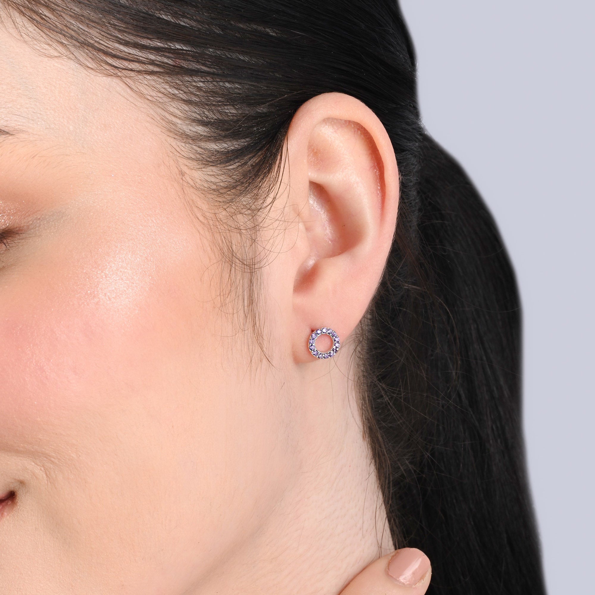 Circular Black Cz Earrings