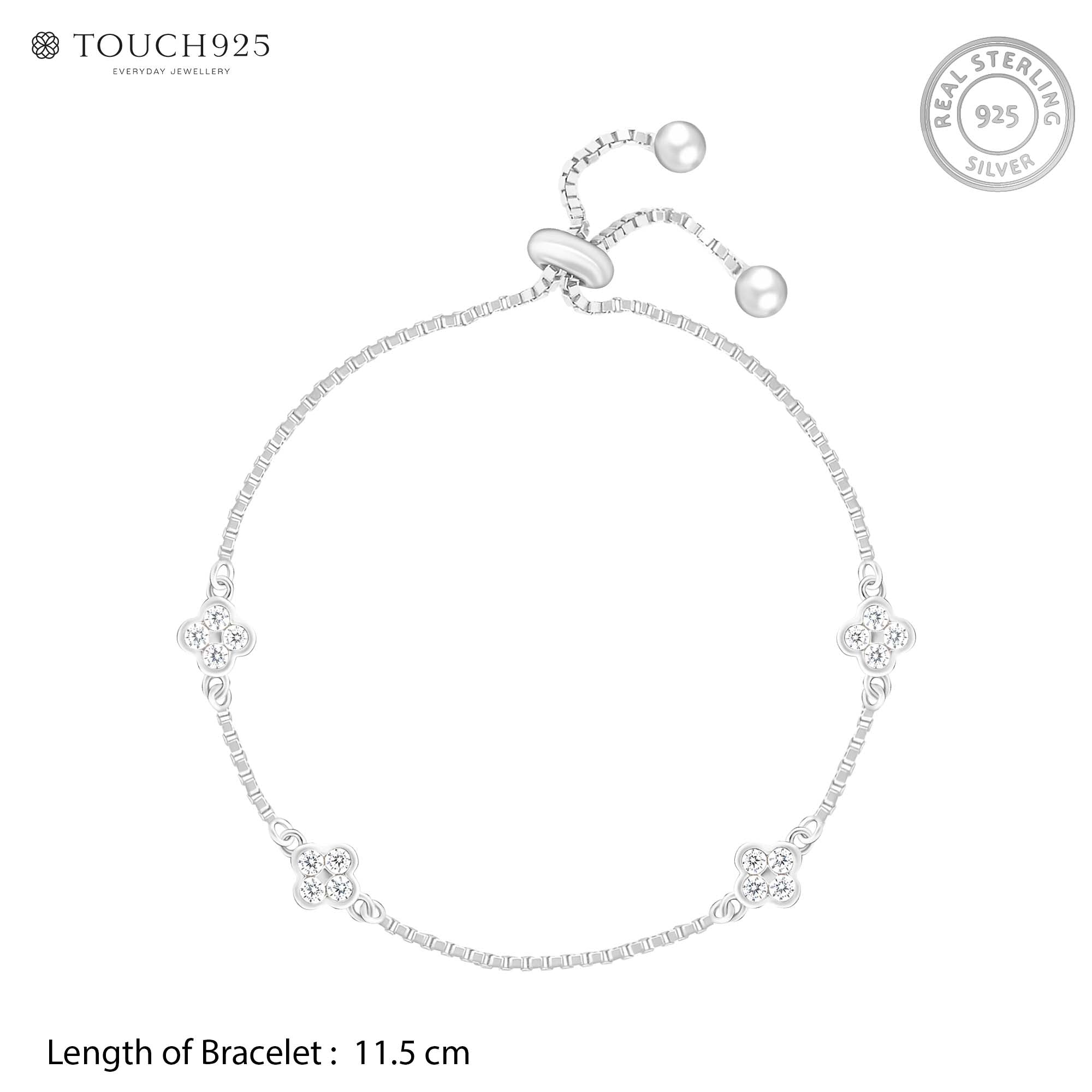 Clover Ornate Silver Chain Bracelet