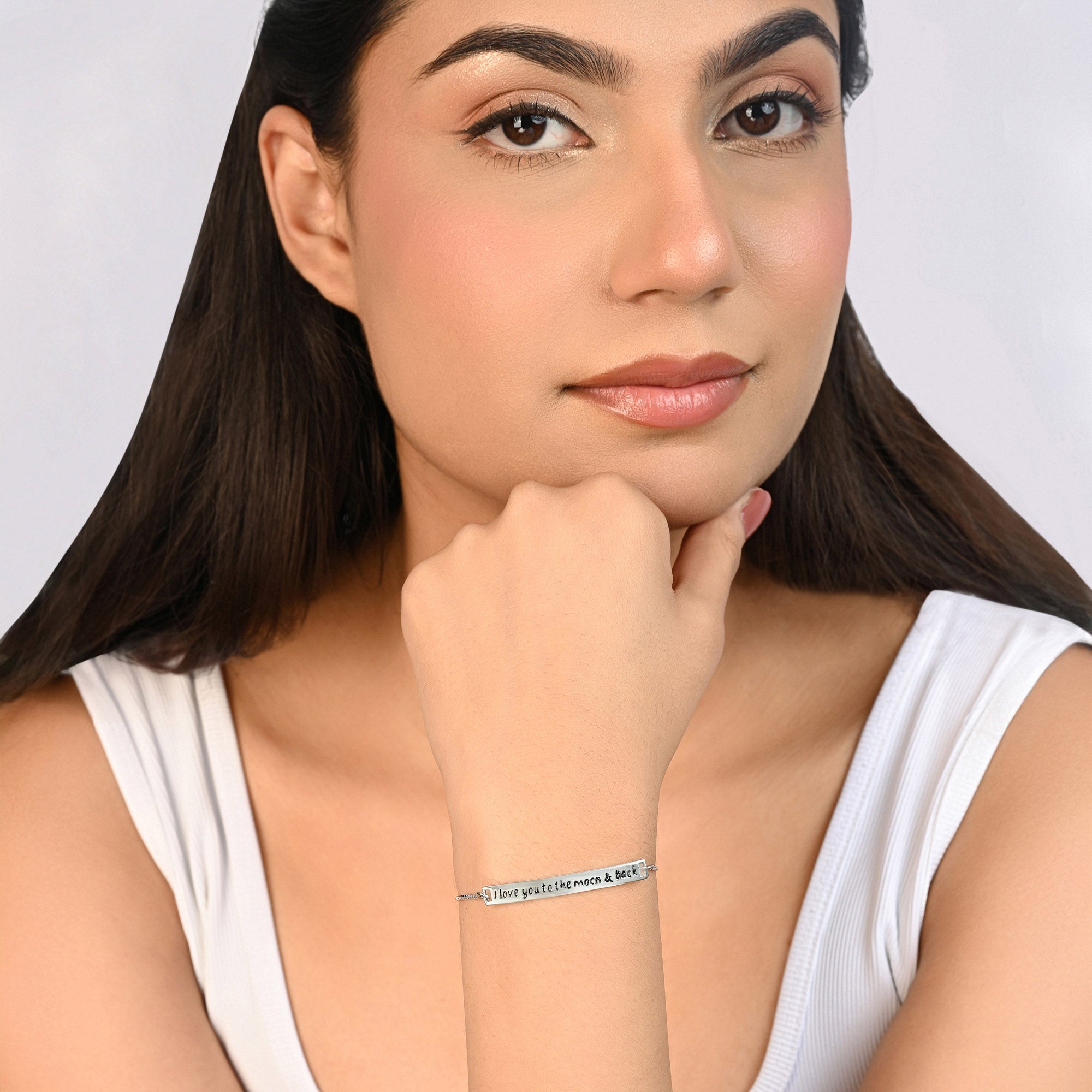 Love You to the Moon & Back Silver Bracelet