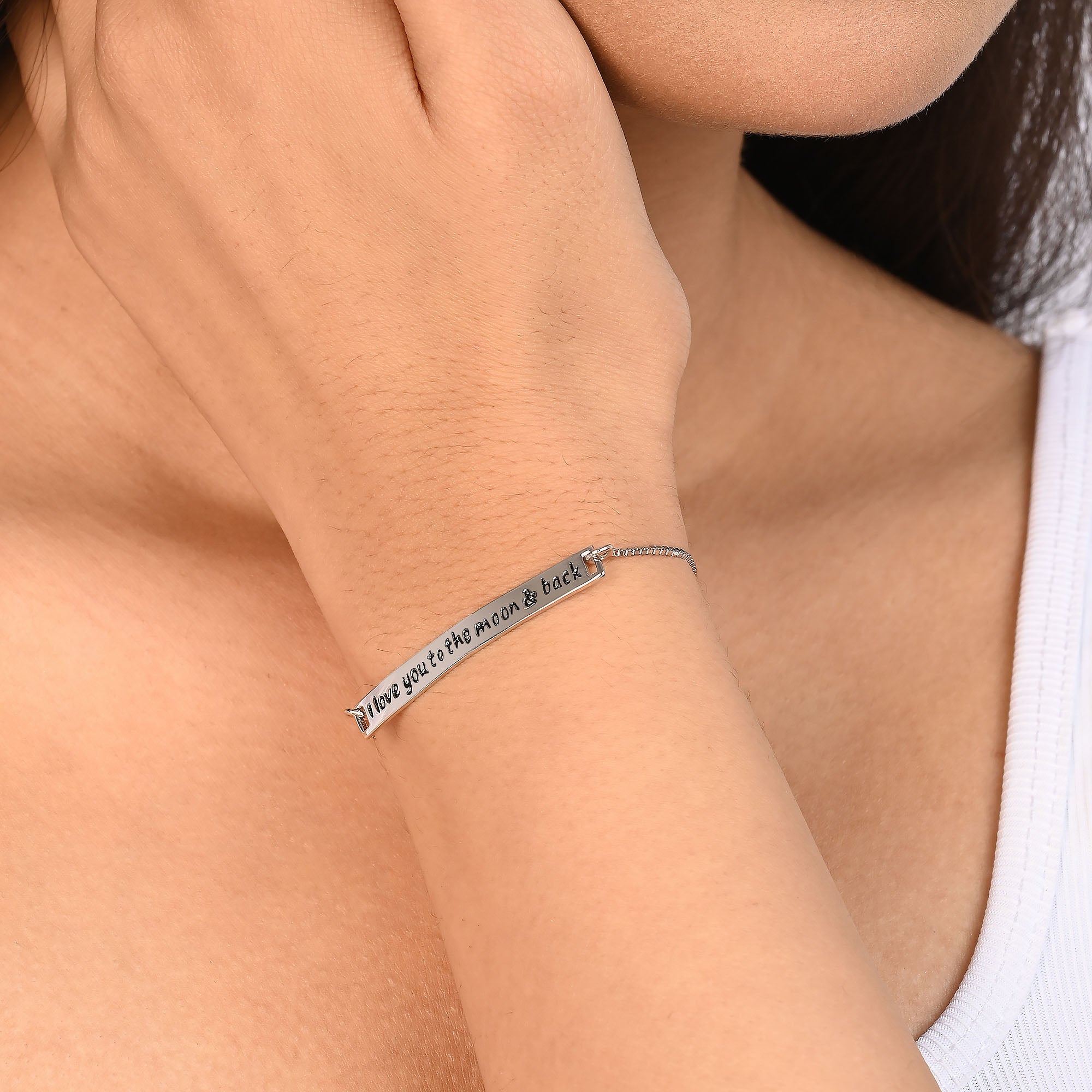 Love You to the Moon & Back Silver Bracelet
