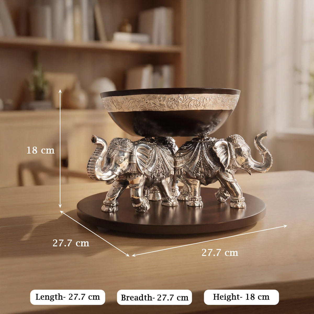 999 Silver Elephant Bowl Centerpiece