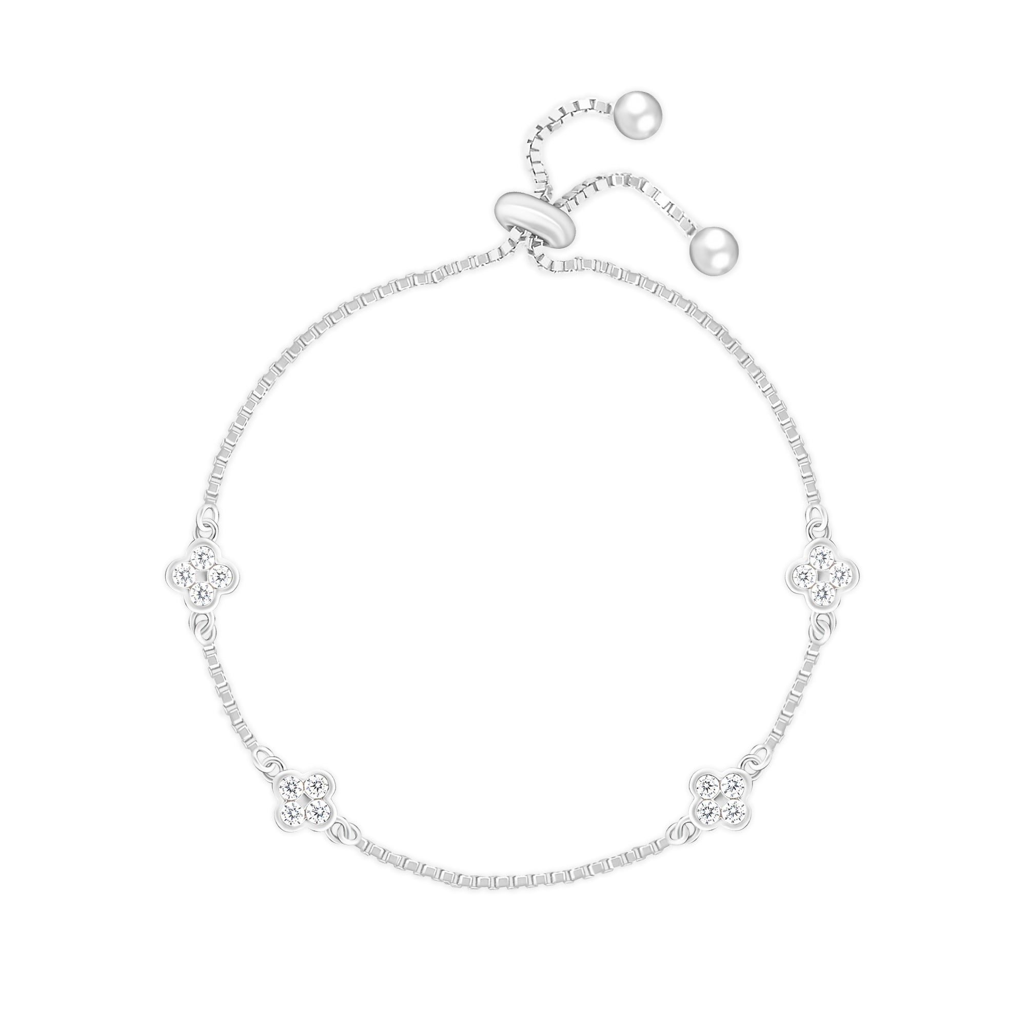 Clover Ornate Silver Chain Bracelet