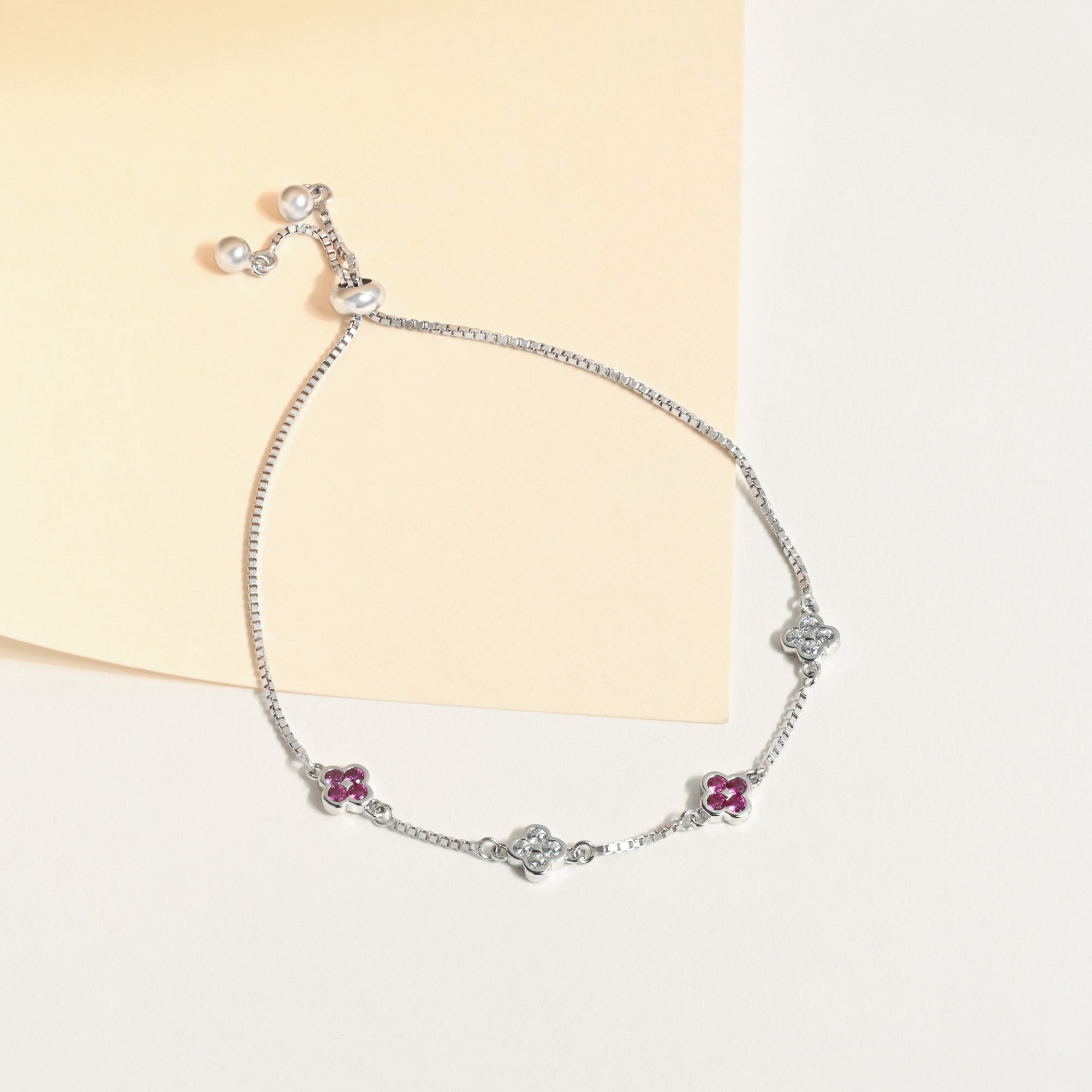 Clover Ornate Silver Chain Bracelet