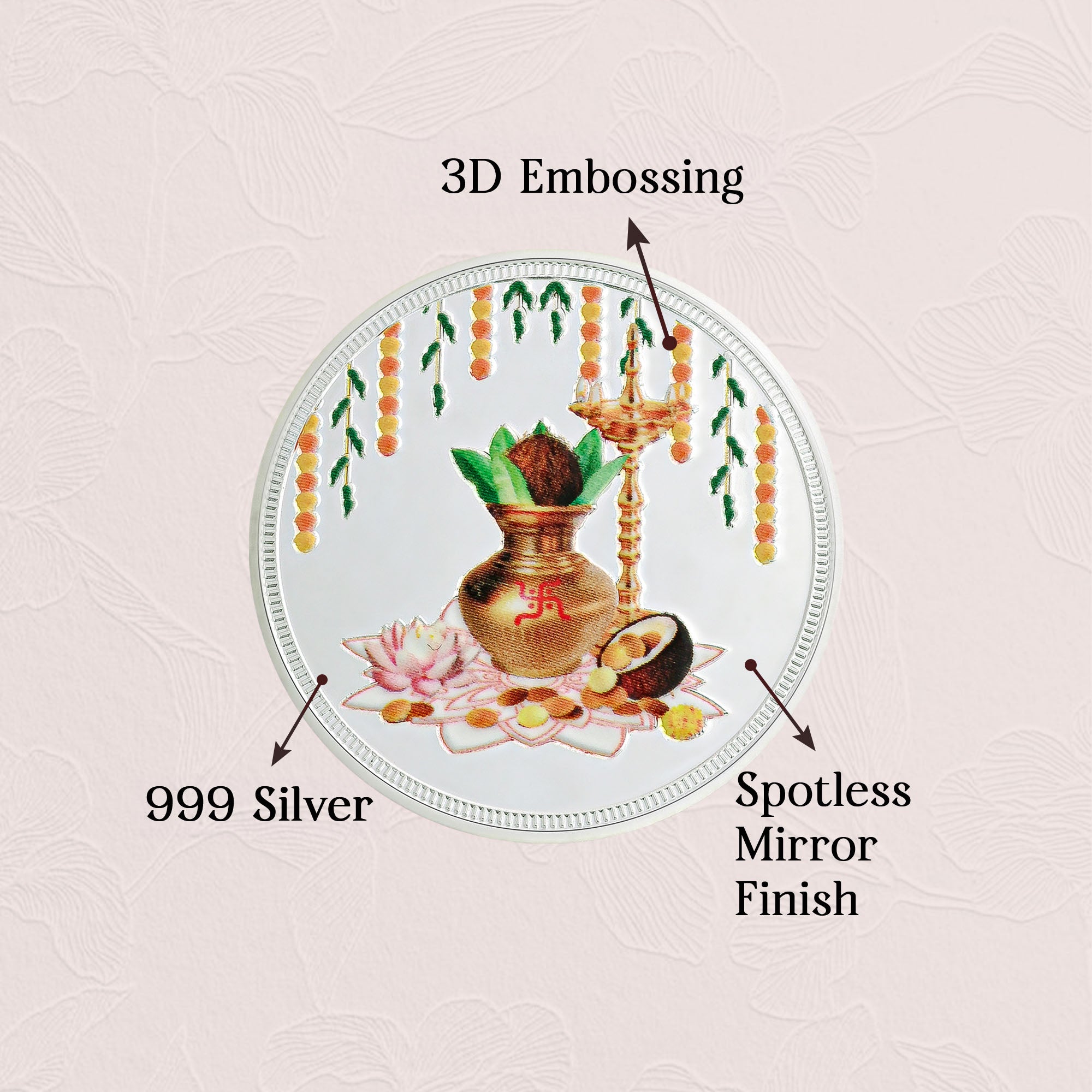 Pure 999 Silver 10g Kalash & Diya Coin