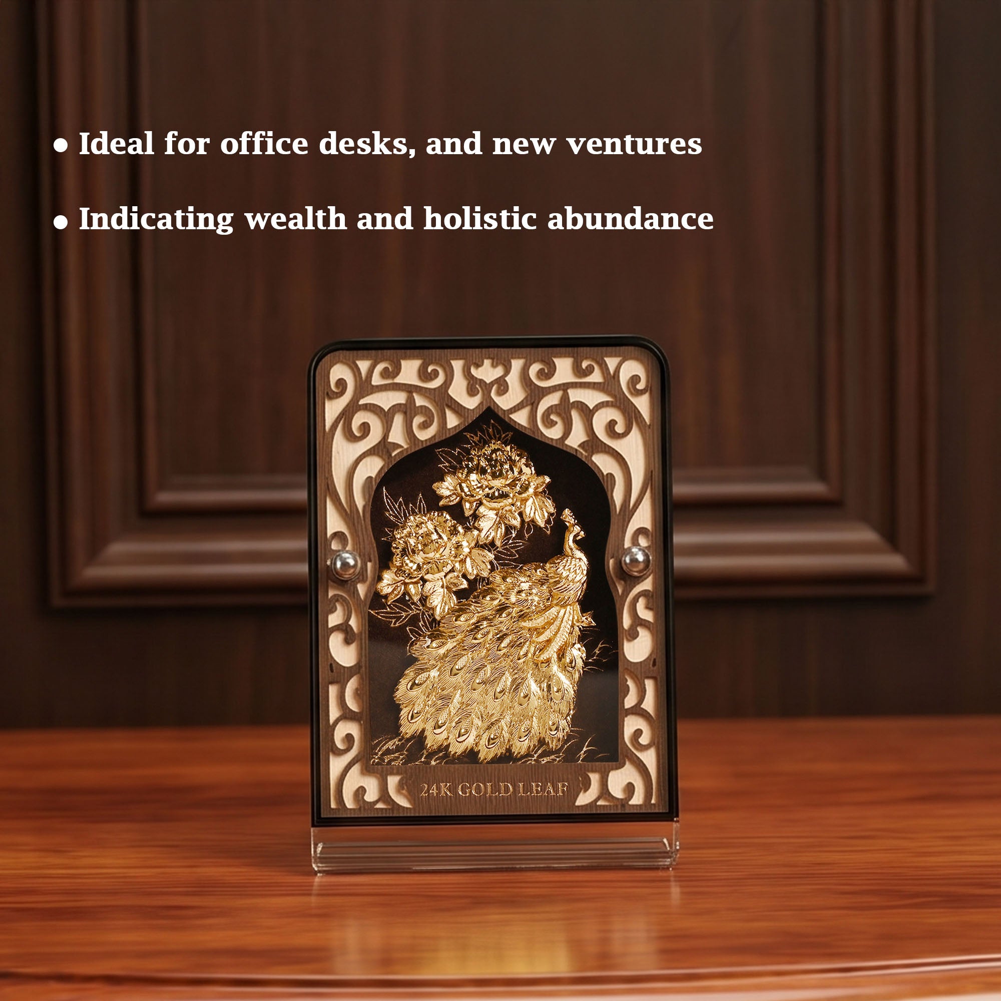 24K Gold Foiled Peacock Acrylic Frame