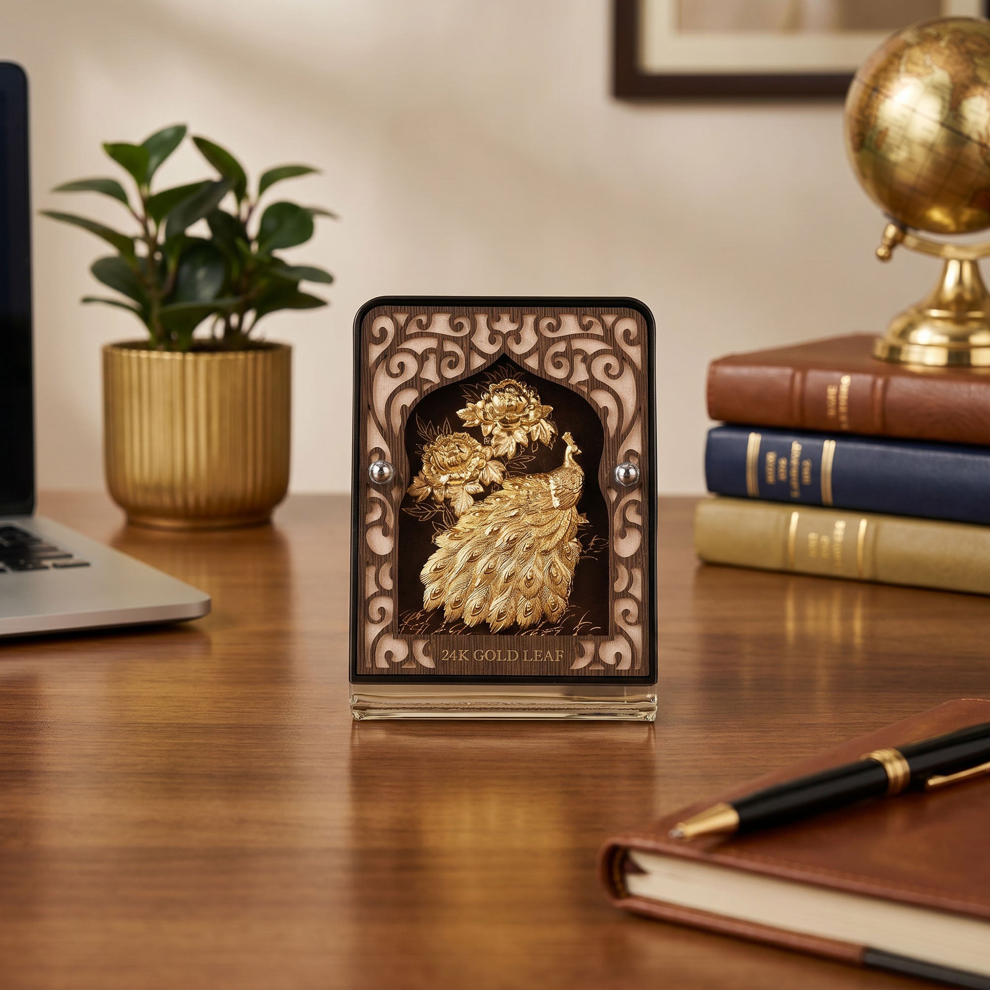 24K Gold Foiled Peacock Acrylic Frame