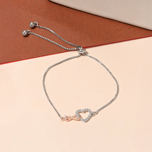 Infinity Heart Silver Chain Bracelet
