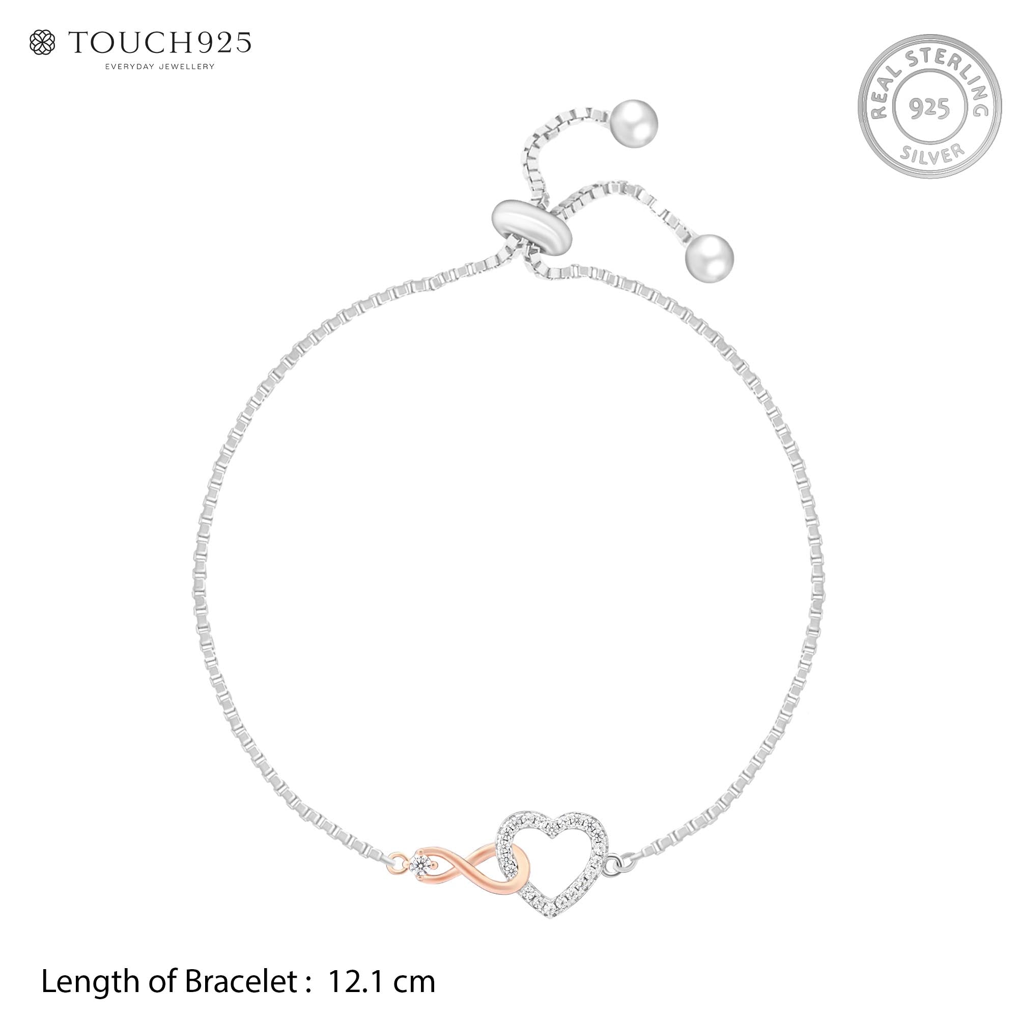 Infinity Heart Silver Chain Bracelet