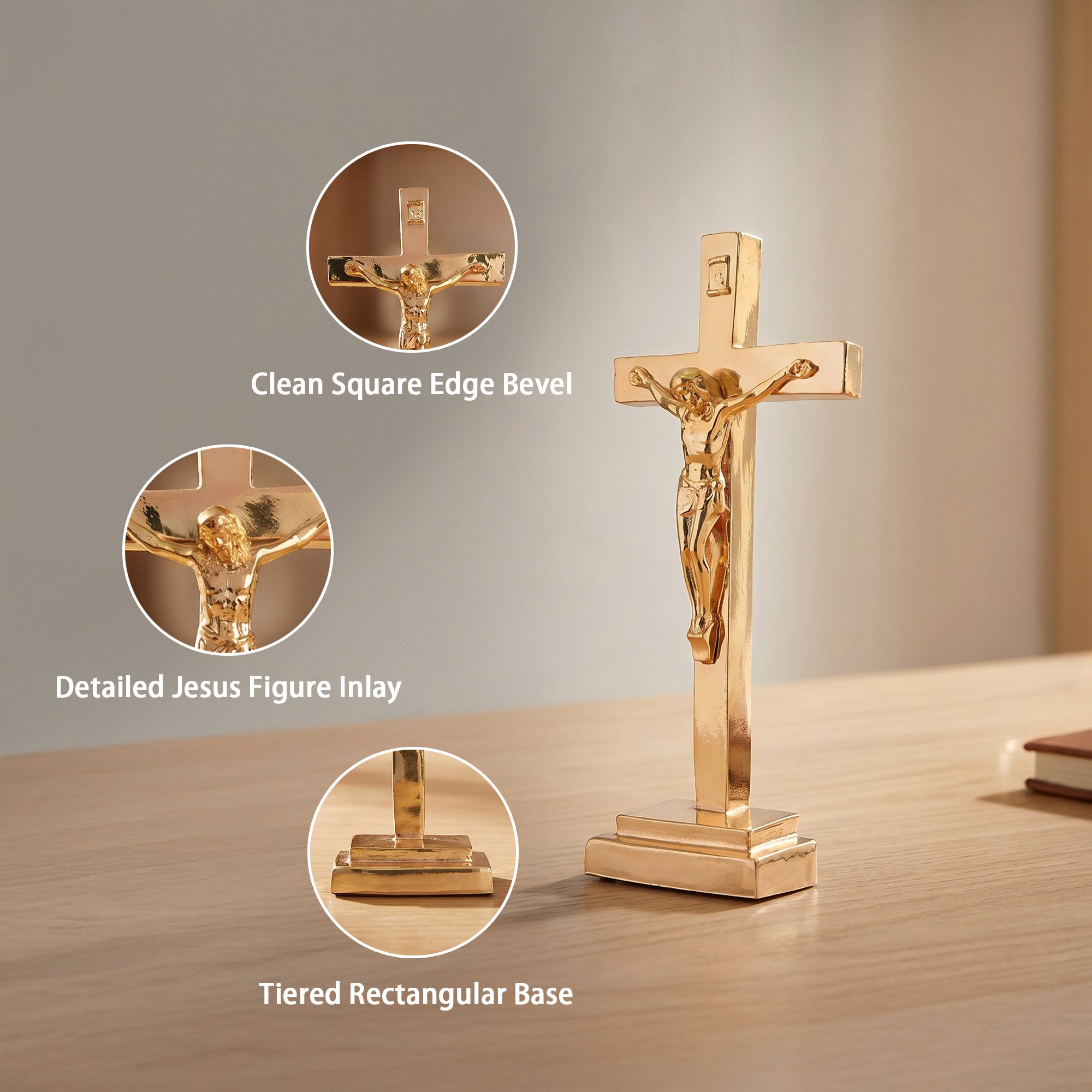 24K Gold Plated Crucifix Figurine