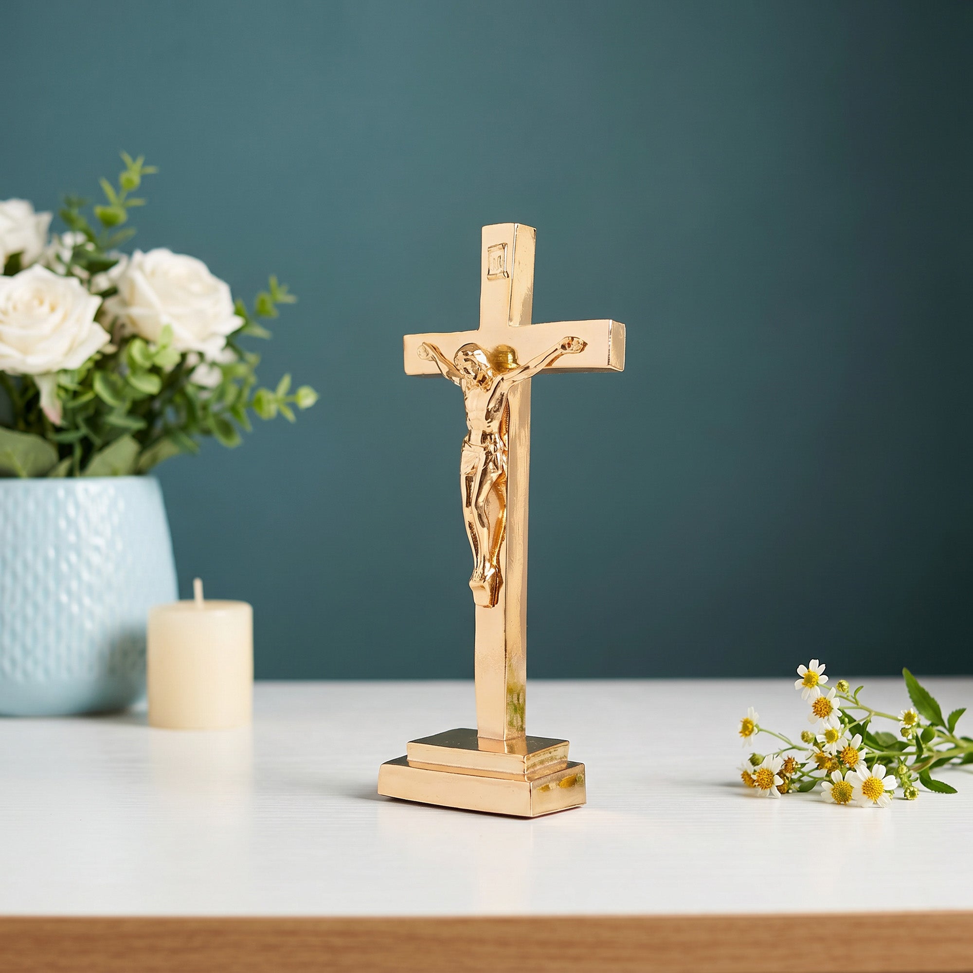 24K Gold Plated Crucifix Figurine