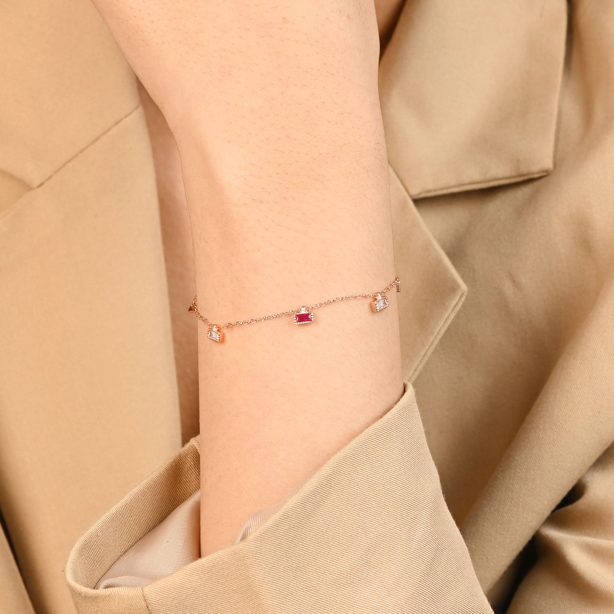 Square Accent Silver Bracelet