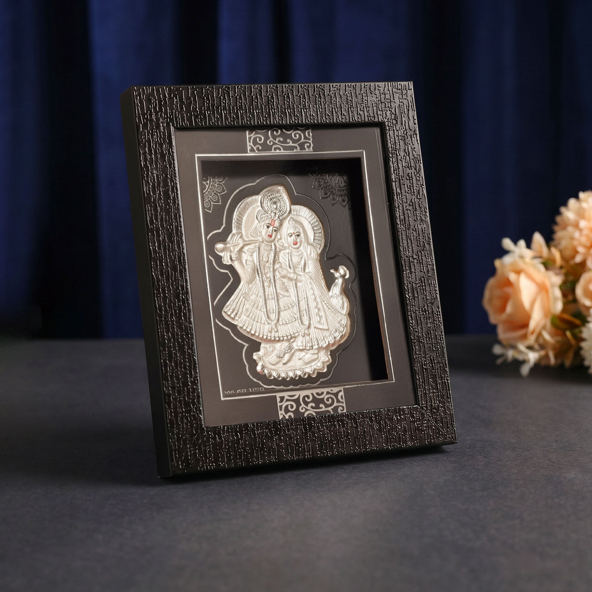 999 Silver Radha Krishna Eternal Love Idol Frame