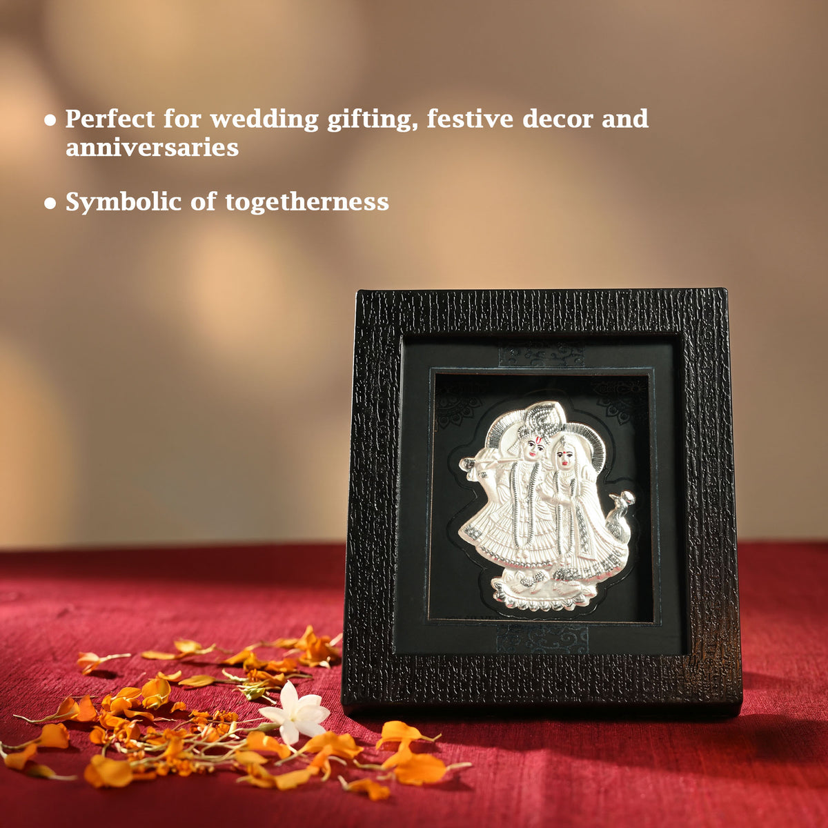 999 Silver Radha Krishna Eternal Love Idol Frame
