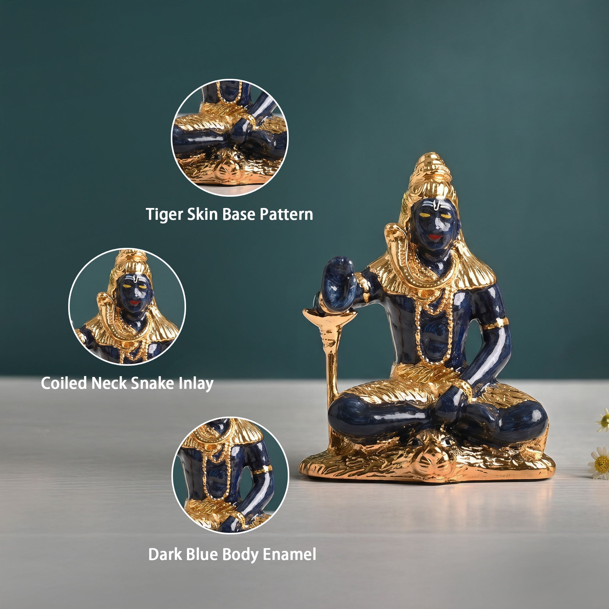 24K Gold Plated Meditating Shiva Idol